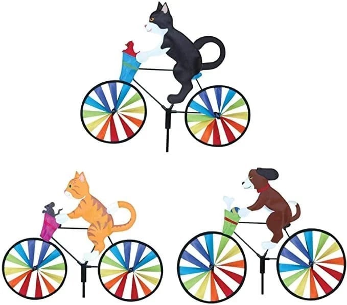 Cat Bicycle Wind Spinner Toy – Interactive Spinning Outdoor Cat Toy