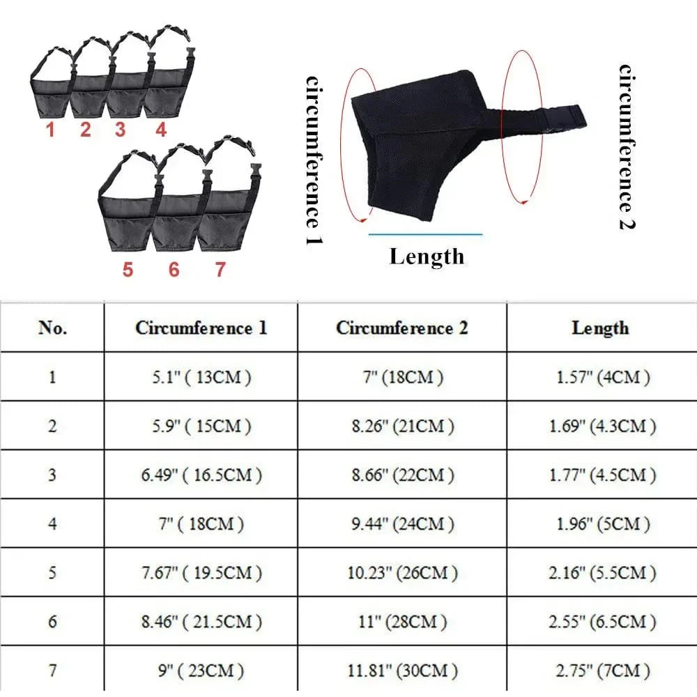 Dog muzzle size chart