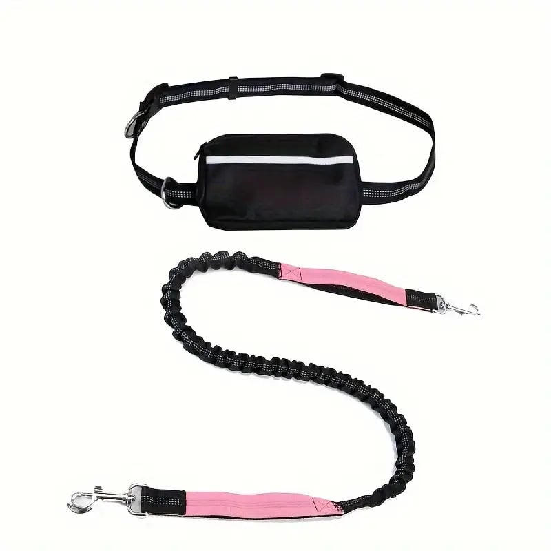 hands free pink dog leash with pouch