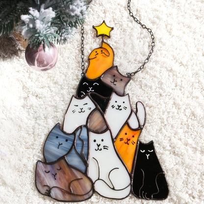 Cat Christmas Ornament – Cute Suncatcher Decoration for Tree & Windows