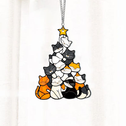 Cat Christmas Ornament – Cute Suncatcher Decoration for Tree & Windows