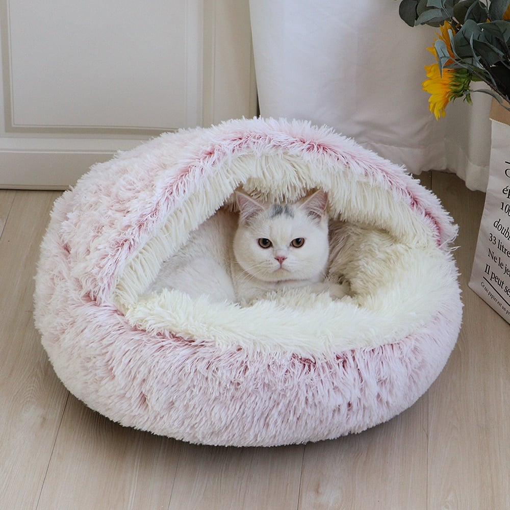 Plush Cat Bed for Indoor Cats – Soft, Cozy, and Machine Washable