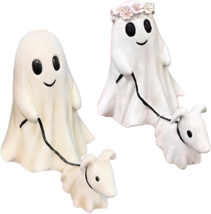 Ghost Dog Halloween Statue – Funny & Spooky Outdoor Lawn Decor