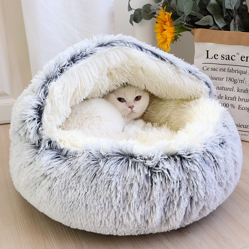 Plush Cat Bed for Indoor Cats – Soft, Cozy, and Machine Washable