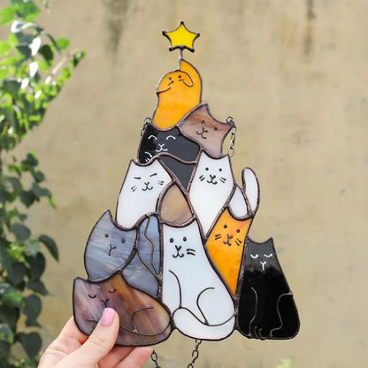 Cat Christmas Ornament – Cute Suncatcher Decoration for Tree & Windows
