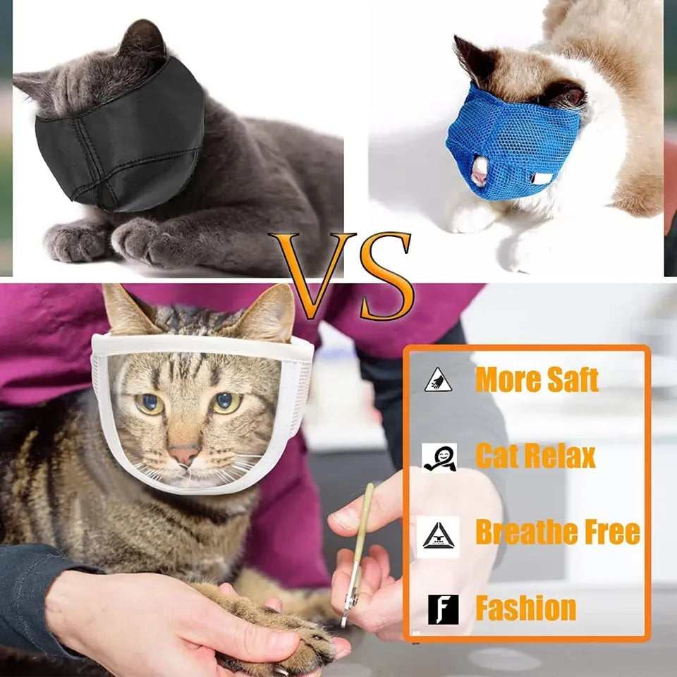 Best Cat Grooming Tool Set – Anti-Biting Bathing Tool with Transparent Mouth & Nose Mask