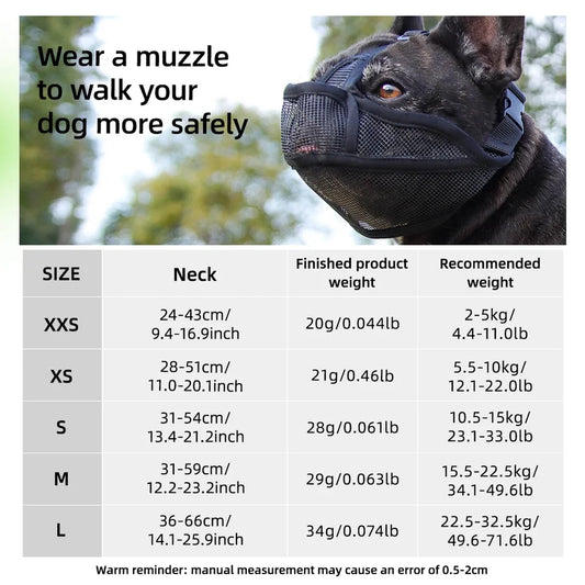Best Dog Muzzle to Prevent Biting – Mesh Breathable Muzzle for Small Dogs (French Bulldog, Pug)