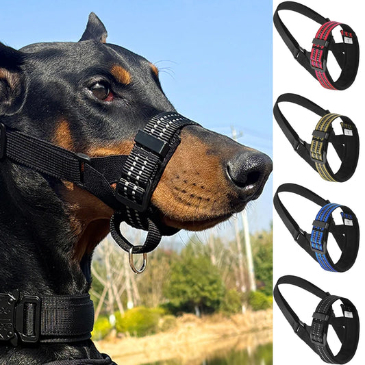 Best Reflective Dog Muzzle – Adjustable Quick Release Pet Mouth Cover for Outdoor Walking