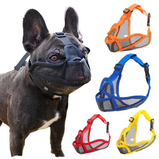 Best Dog Muzzle to Prevent Biting – Mesh Breathable Muzzle for Small Dogs (French Bulldog, Pug)