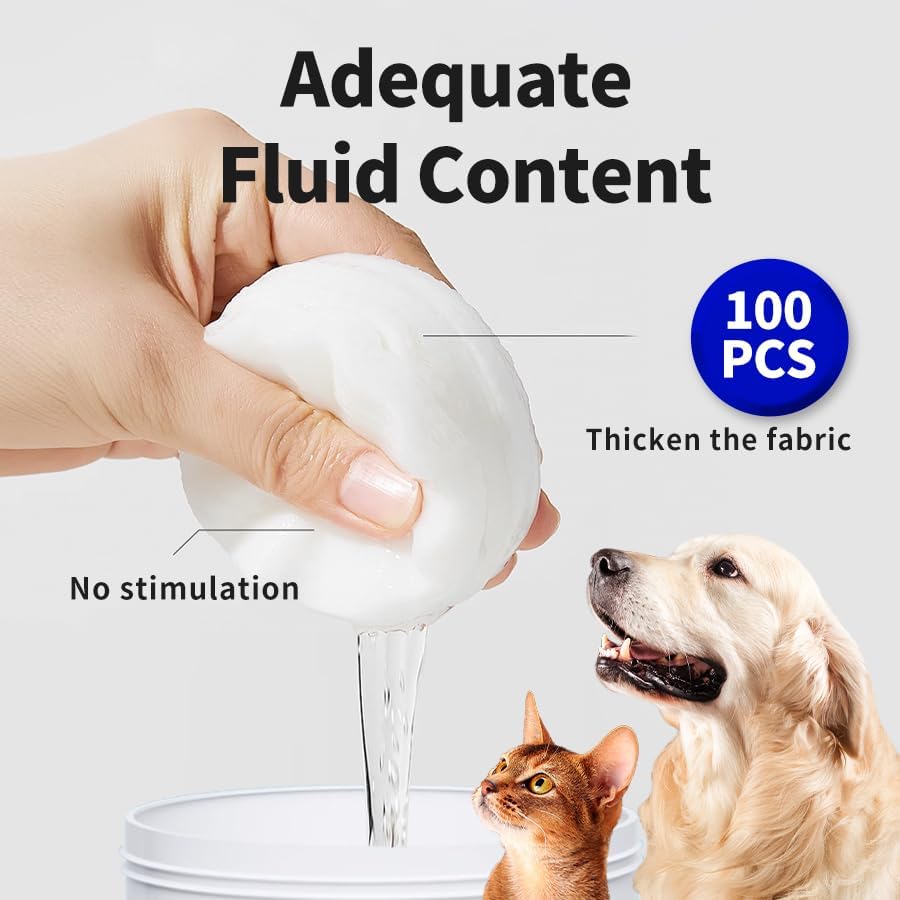 Dog eye cleaning wipes with adequate fluid content and thick fabric design.