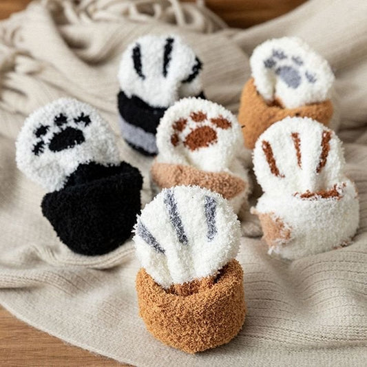 fuzzy cat paw socks christmas gift for women