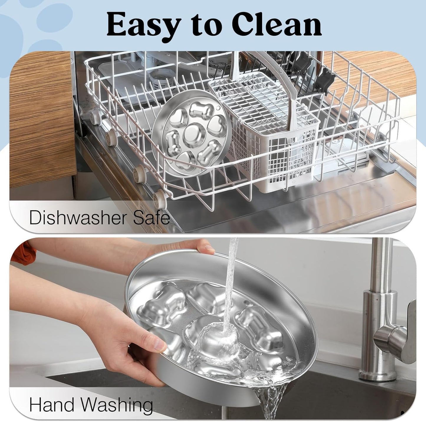 Dishwasher safe metal slow feeder dog bowl