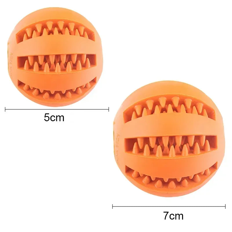 Dog chew ball designed to clean teeth while playing
