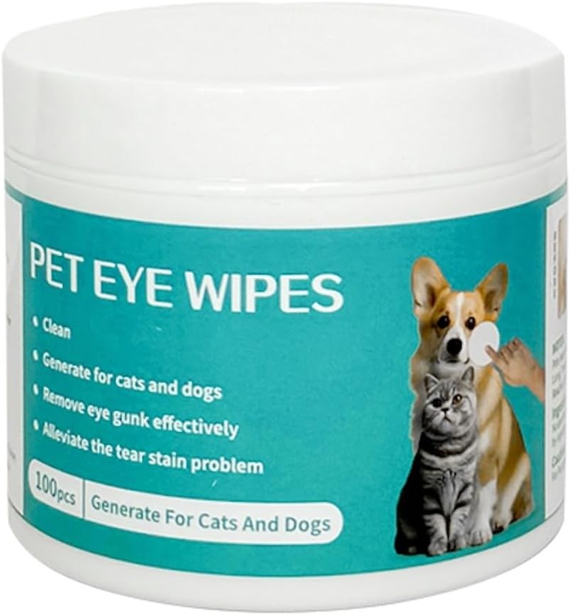 Eye wipes for dogs in 100pcs packaging tub for tear stain and discharge.