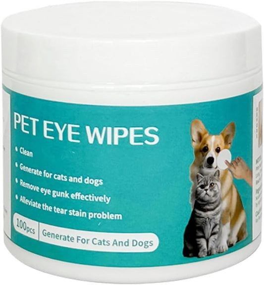 Eye wipes for dogs in 100pcs packaging tub for tear stain and discharge.