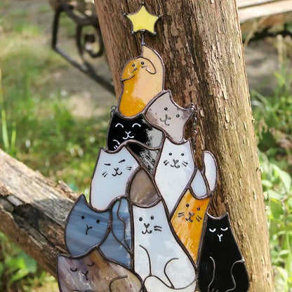 Cat Christmas Ornament – Cute Suncatcher Decoration for Tree & Windows