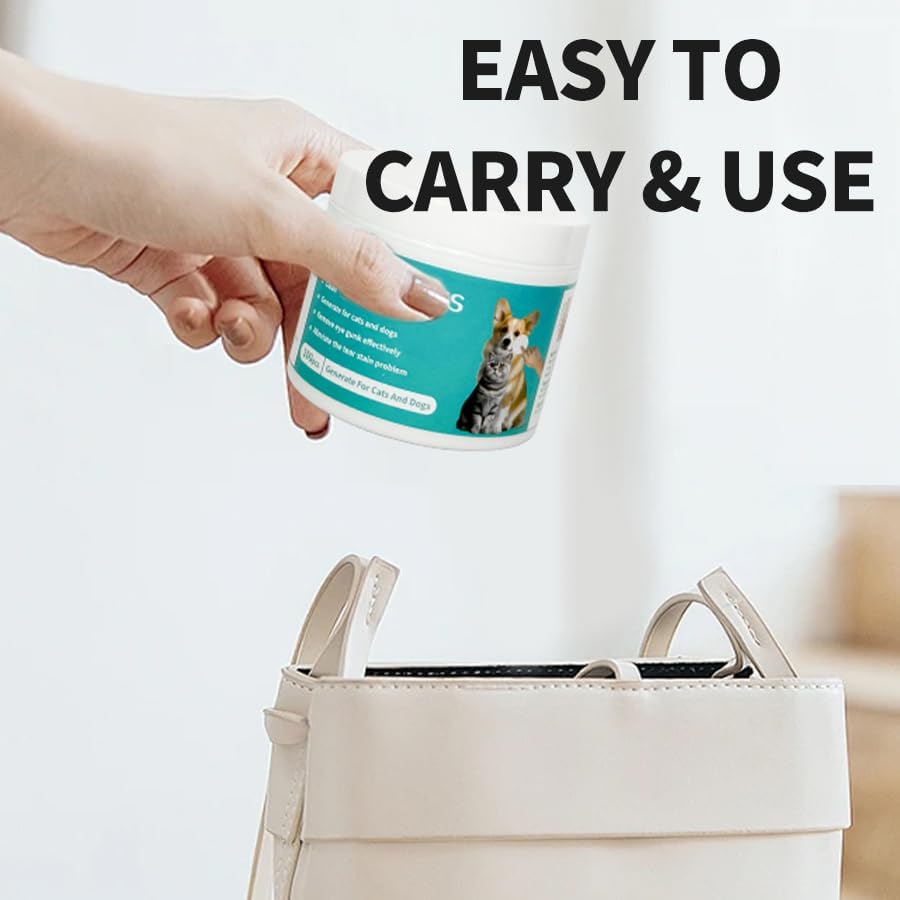 Easy to carry dog grooming wipes for eyes, perfect for travel convenience.