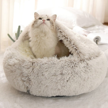 Plush Cat Bed for Indoor Cats – Soft, Cozy, and Machine Washable