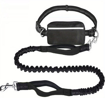 hands free black dog leashs with pouch