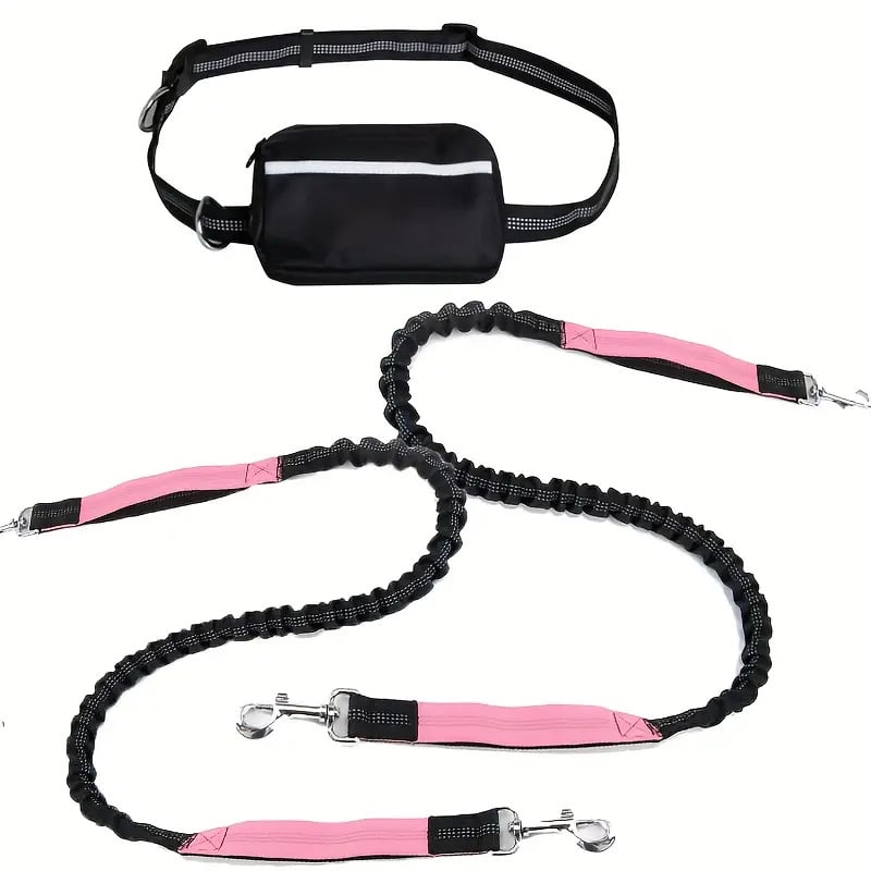 hands free pink dog leashs with pouch