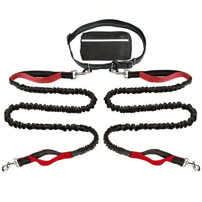 hands free red dog leashs with pouch
