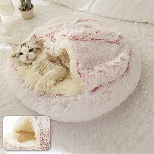 machine washable plush cat bed for kittens