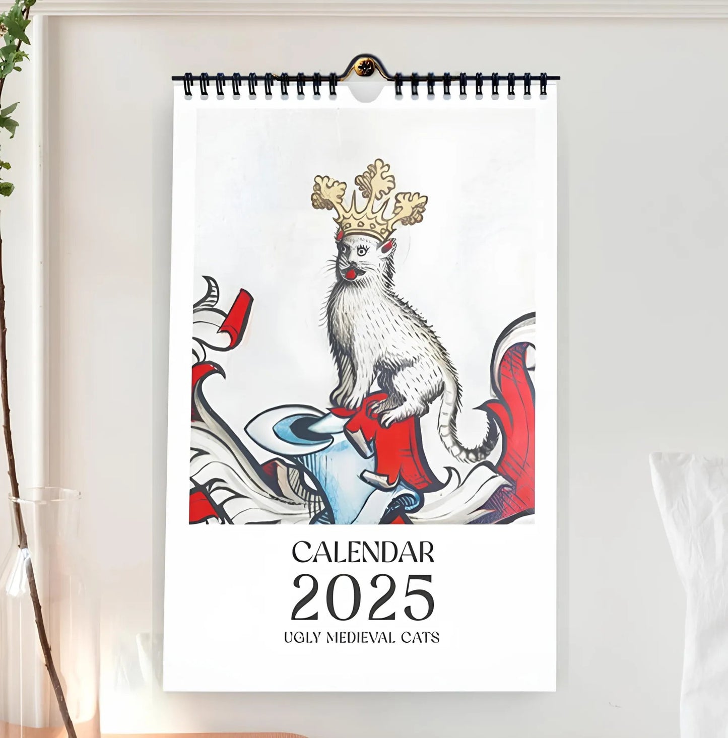 ugly cat calendar 2025 medieval funny wall art