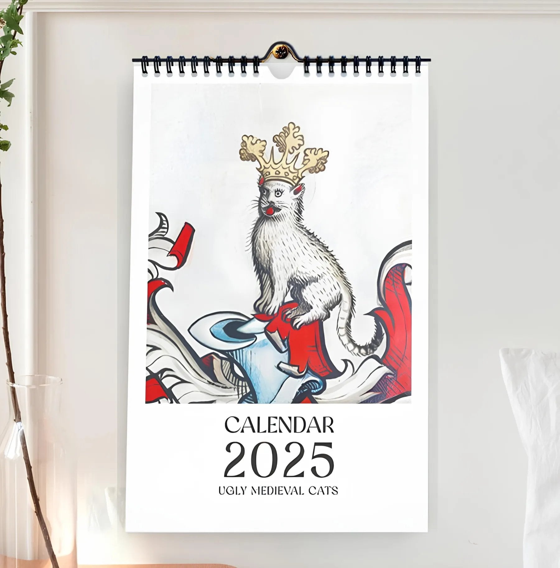 ugly cat calendar 2025 medieval funny wall art