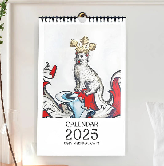 ugly cat calendar 2025 medieval funny wall art